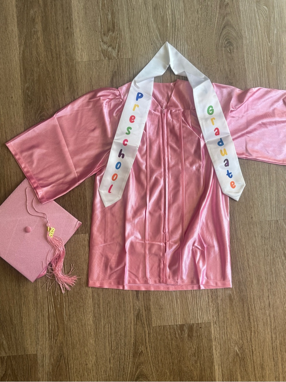 Pink Preschool/kindergarten Graduation Gown and Cap Set